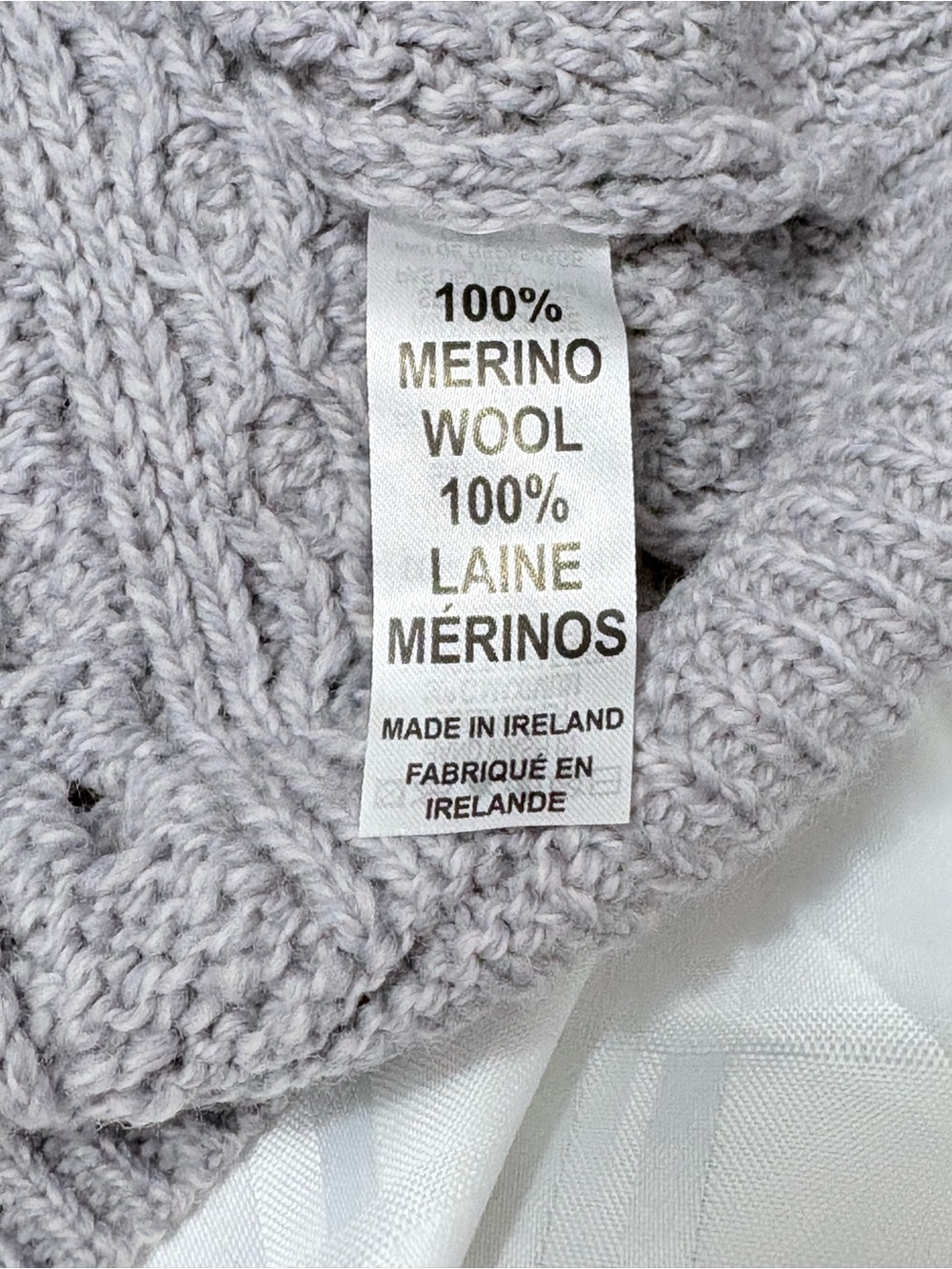 Aran Mor Gray Cable-Knit Irish Crewneck Fisherman 100% Merino Wool Sweater Sz M - Picture 6 of 10